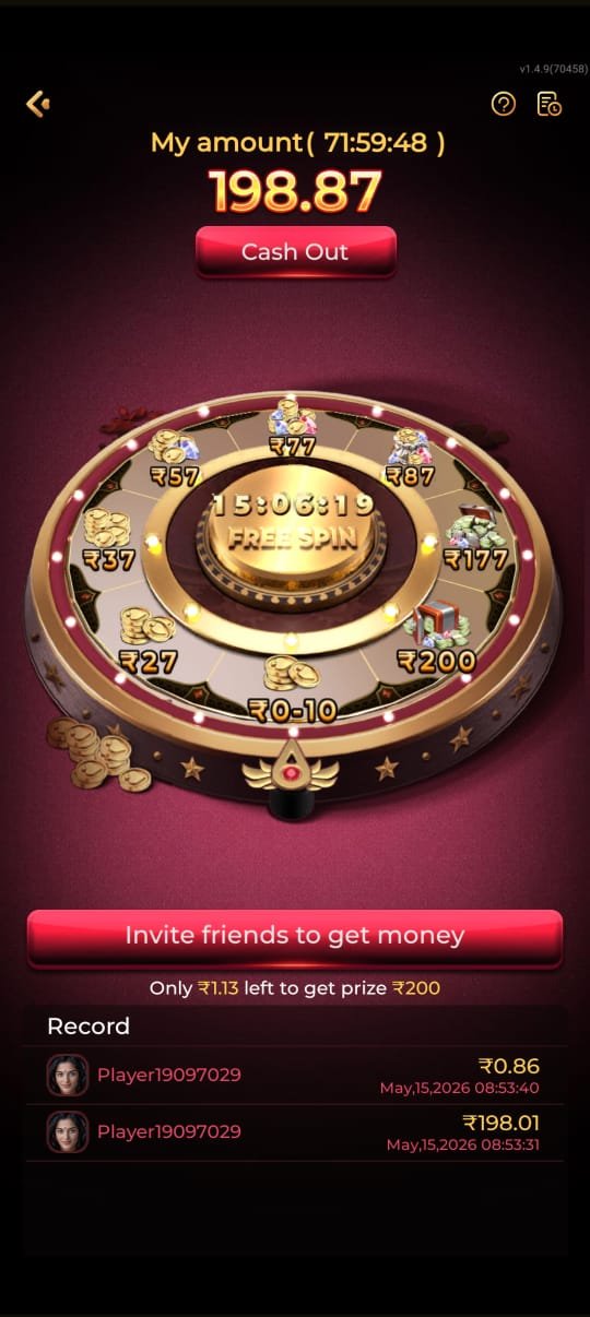 in7 Lucky Spin Wheel Screen Walkthrough